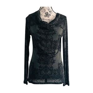 Elegant Black Lace Long Sleeve Top